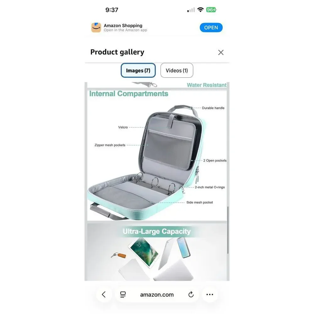 Losong 3 Ring Zipper Binder 2 Inch 500‎ Sheets Capacity Long Strap Mint Green